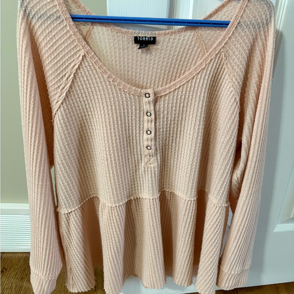 Torrid Pink Ribbed Long Sleeve Top